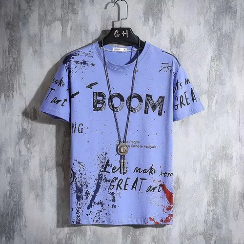 2024 Summer Men's T Shirts Harajuku Fashion Korean Print Short Sleeve