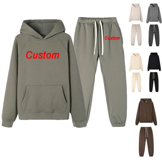 Custom LOGO DIY Brand Hooded Sets Fashion Type 2 Piece Suit Thick 