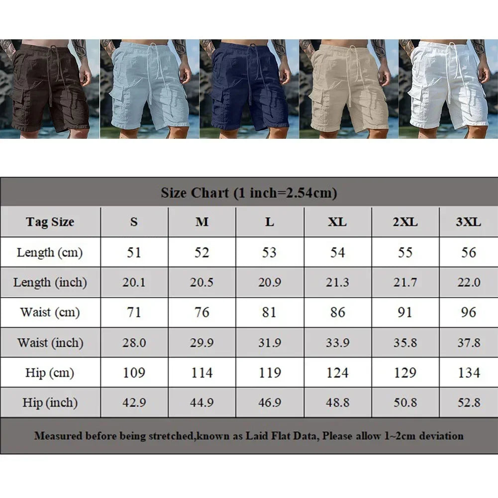 Men Loose Cargo Shorts With Pockets Fashion Beach Streetwear Sports 