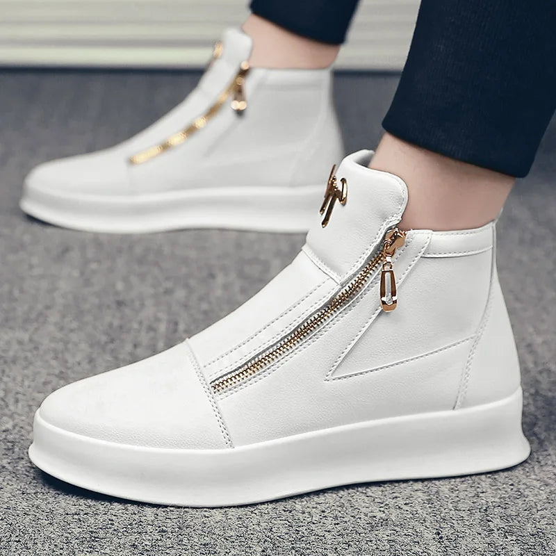 Fashion Brand Mens High-top Sneakers Hot sale White Platform Casual