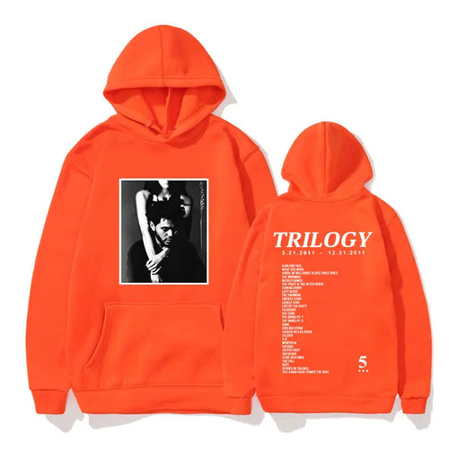 Sweat à capuche surdimensionné imprimé album de musique The Weeknd Trilogy pour homme, style hip-hop 