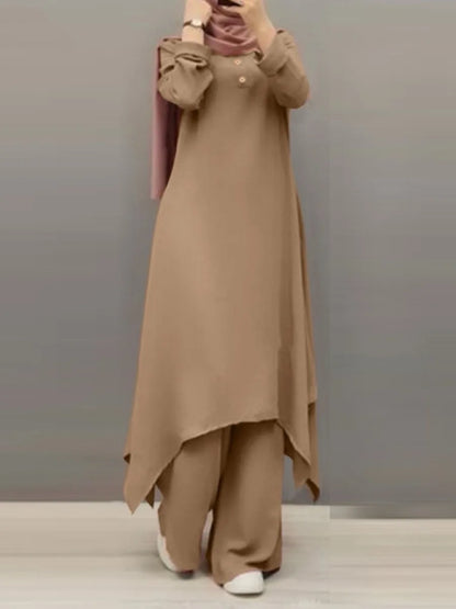 Ensemble 2 pièces pour femme musulmane de l'Aïd, chemisier, robe, pantalon large, tenue décontractée, Dubaï, Ramadan, Kaftan, 2024