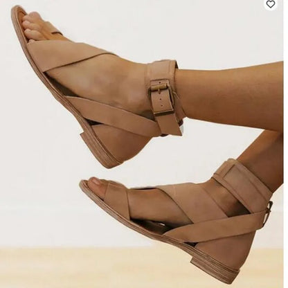 Sandales romaines pour femmes, nouvelles sandales plates légères à bout ouvert, semelle souple, chaussures de plage pour femmes, tongs à talon, grande taille, été 2024