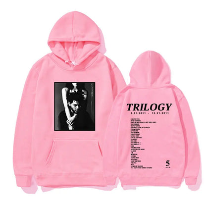 Sweat à capuche surdimensionné imprimé album de musique The Weeknd Trilogy pour homme, style hip-hop 