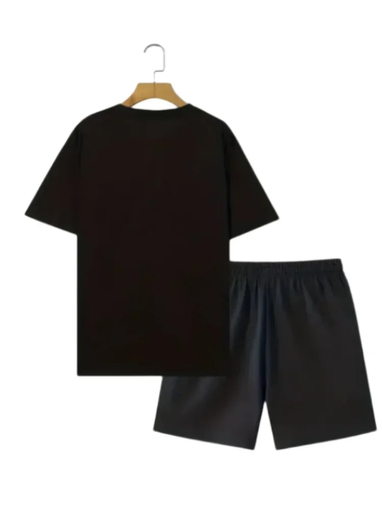 Ensemble d'été 2 pièces pour homme, t-shirt à manches courtes et short à imprimé croisé, style décontracté, tendance, idéal pour les vacances en ville