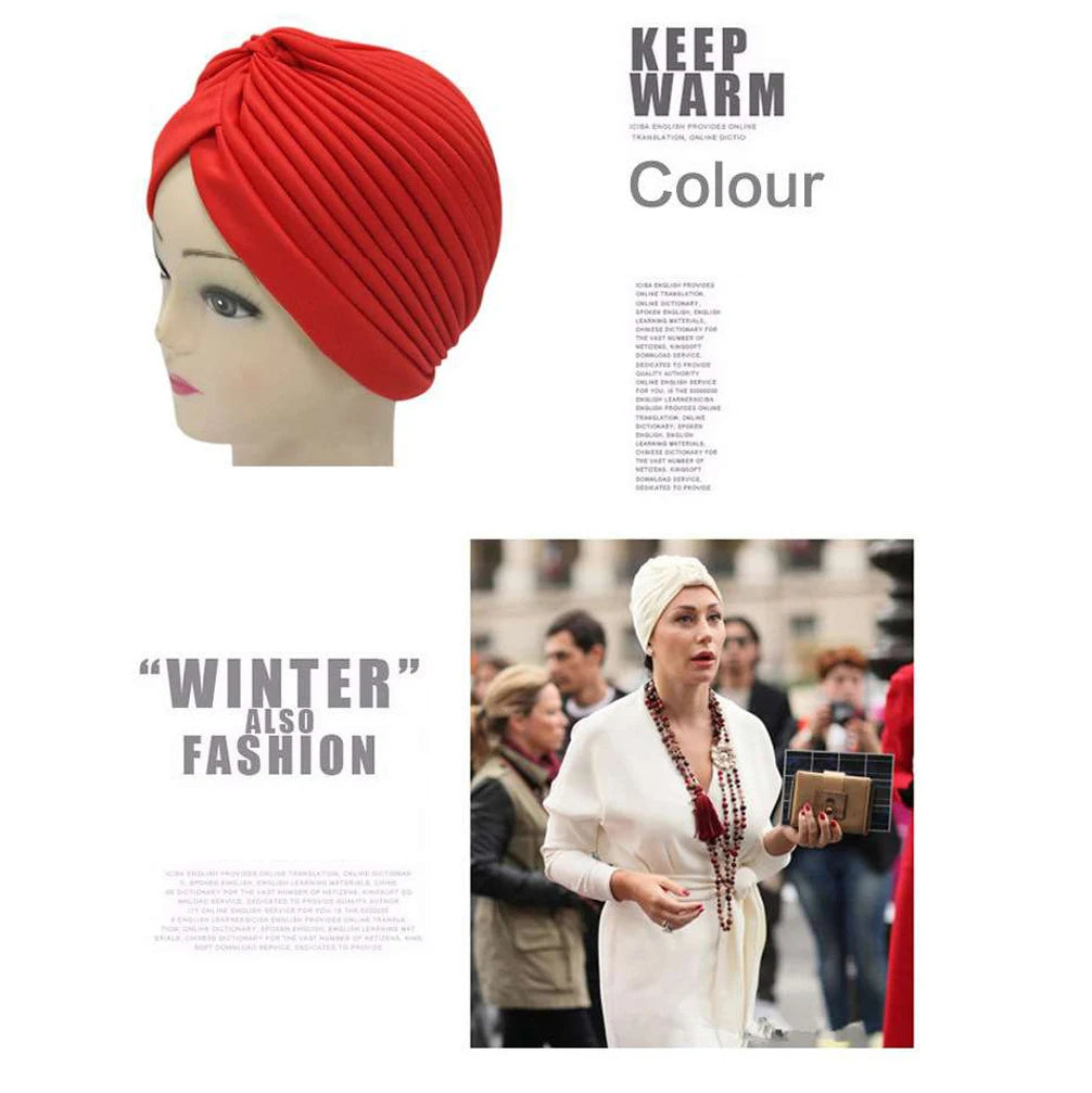 New Knotted Ruffle Turban Ladies Soft Headscarf Casual Streetwear 