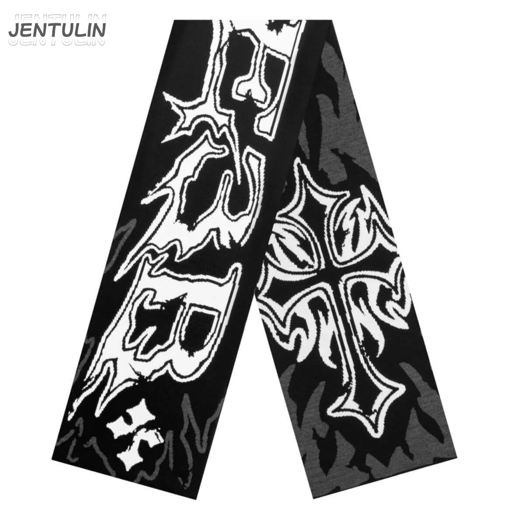 Men Scarf Winter Y2k Streetwear Sober 2 Knitted Letter Goth Shawl 