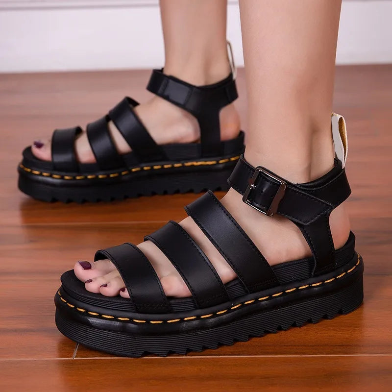 Women Soft Patent Leather Gladiator Sandals Female Beach Shoes Summer New Shoes Womens Sandals Students Flat Platform Shoesgj876