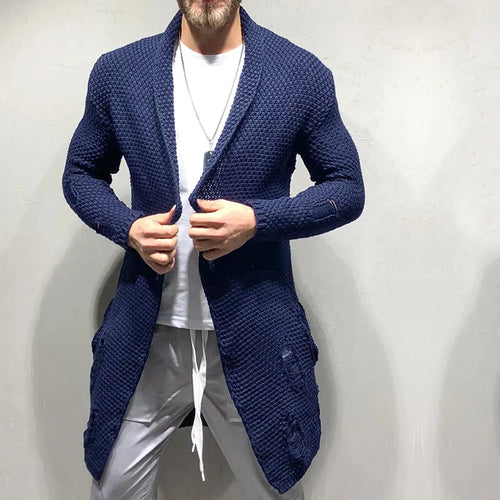 New Men's Knitted Sweatercoat Long Cardigan Fashion Casual Sweater