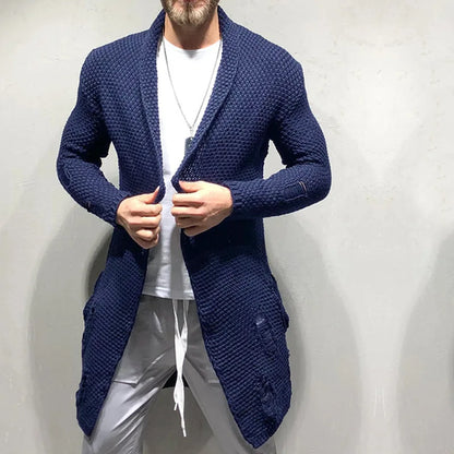 Nouveau pull tricoté pour homme, cardigan long, pull décontracté et tendance 