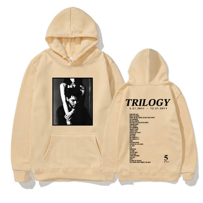 Sweat à capuche surdimensionné imprimé album de musique The Weeknd Trilogy pour homme, style hip-hop 