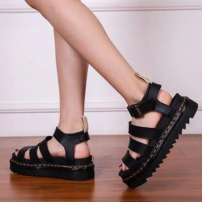 Women Soft Patent Leather Gladiator Sandals Female Beach Shoes Summer New Shoes Womens Sandals Students Flat Platform Shoesgj876