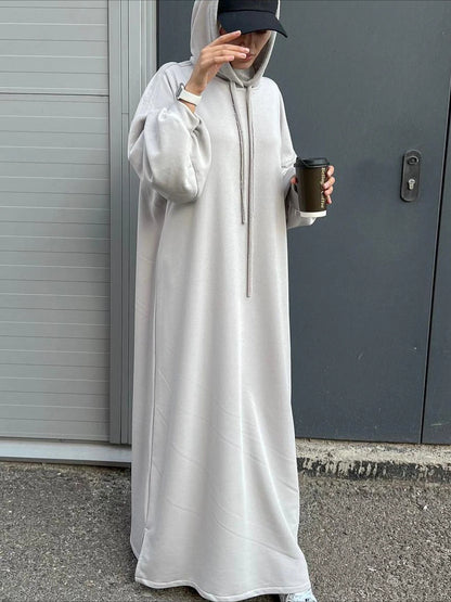 Muslim Women Hoodie Dress Saudi Arabic Long Robe Vestidos Abaya Dubai Morocco Kaftan Jalabiya Eid Ramadan Hooded Dresses Abayas