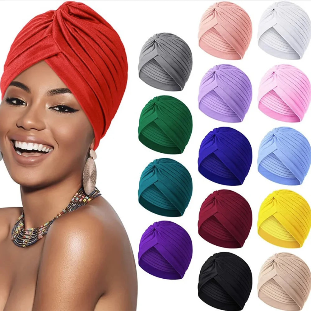 New Knotted Ruffle Turban Ladies Soft Headscarf Casual Streetwear