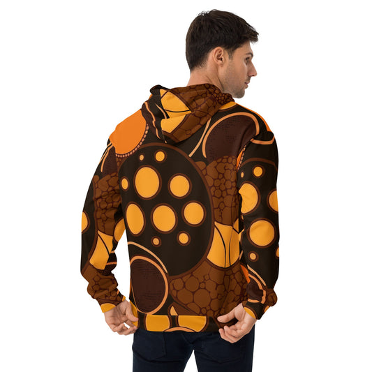 Sweat à capuche graphique pour homme, imprimé pois orange et marron