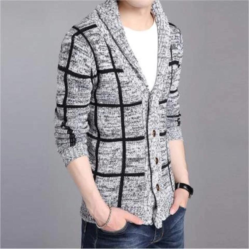 Cardigan gris à col châle pour homme 