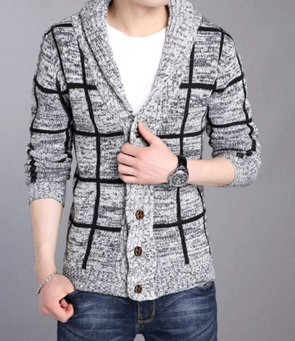 Cardigan gris à col châle pour homme 