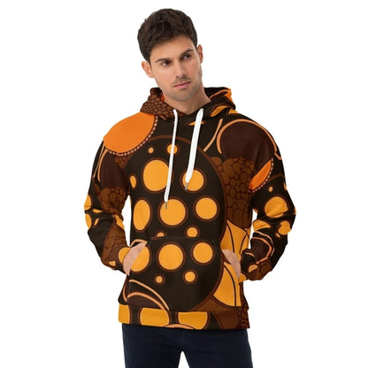 Mens Graphic Hoodie Orange Brown Spotted Print