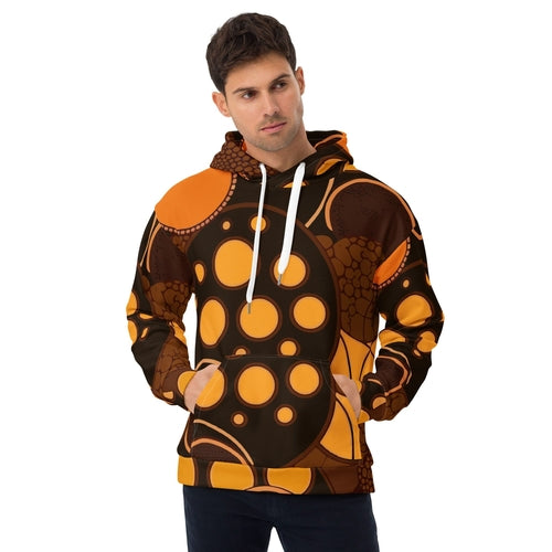 Sweat à capuche graphique pour homme, imprimé pois orange et marron